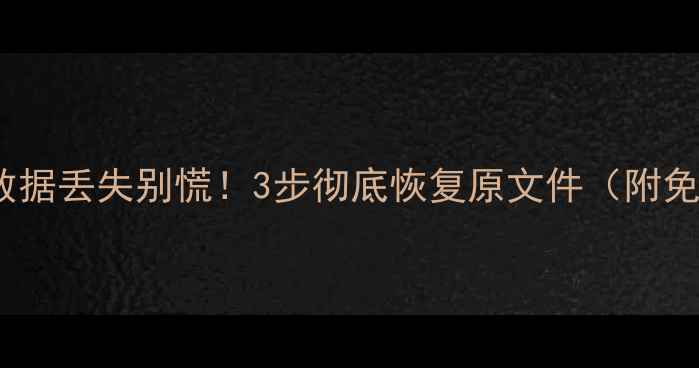 图片 🔥音乐U盘数据丢失别慌！3步彻底恢复原文件（附免费工具）🔥