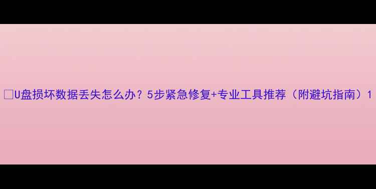 图片 🔧U盘损坏数据丢失怎么办？5步紧急修复+专业工具推荐（附避坑指南）1