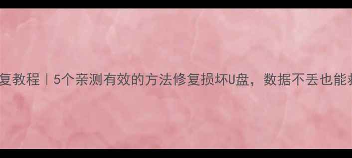 U盘数据恢复教程5个亲测有效的方法修复损坏U盘数据不丢也能救回重要文件
