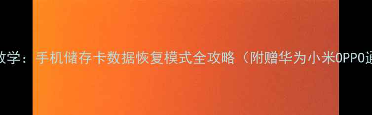 手把手教学手机储存卡数据恢复模式全攻略附赠华为小米OPPO通用教程
