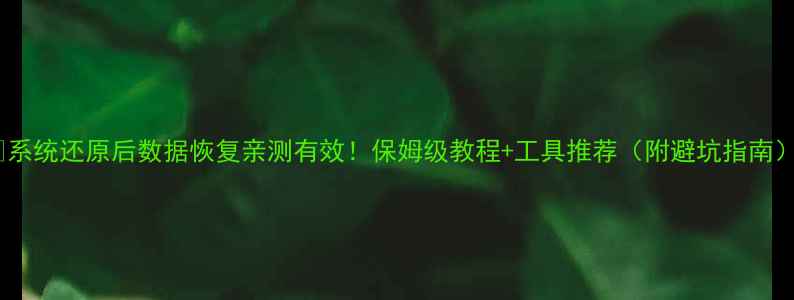 图片 🔧系统还原后数据恢复亲测有效！保姆级教程+工具推荐（附避坑指南）1